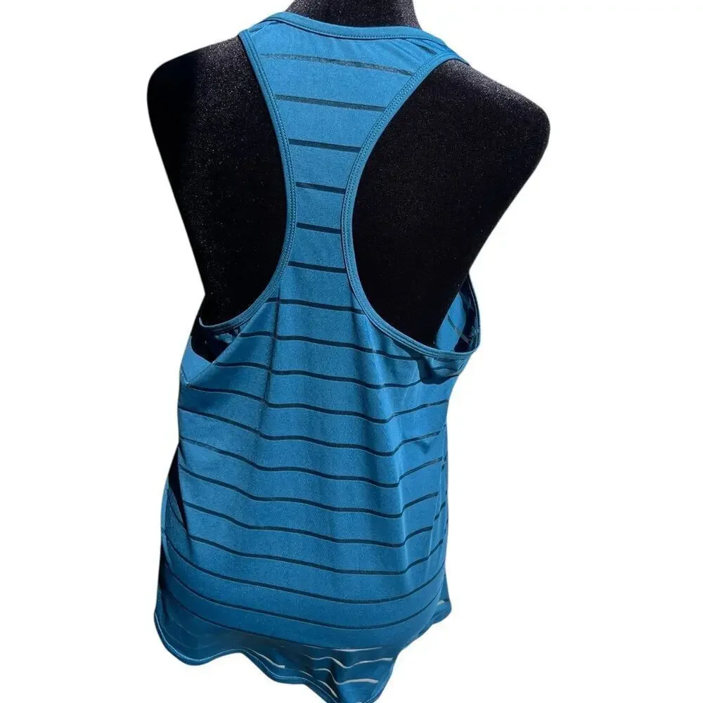 Zyia Active racer back, tank top, sheer lines, Blue color, women's size M